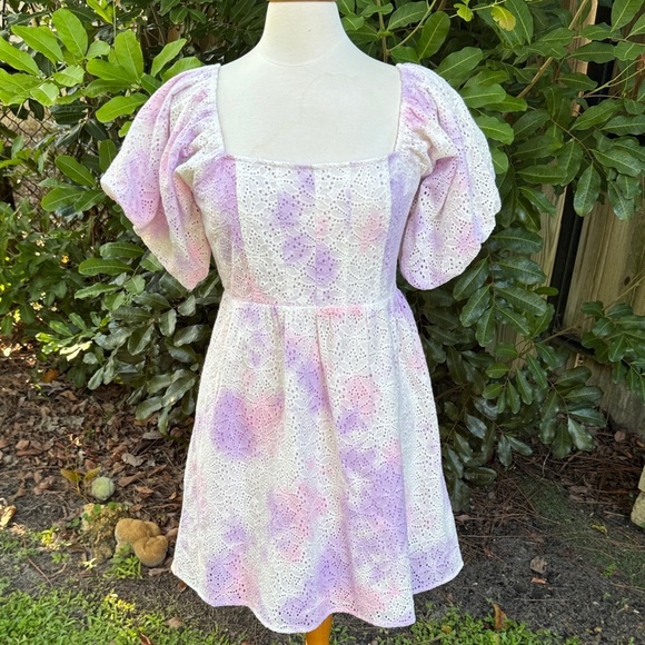 SALTWATER LUXE eyelet lace MINI DRESS, NWT, size Large - Picture 3 of 10